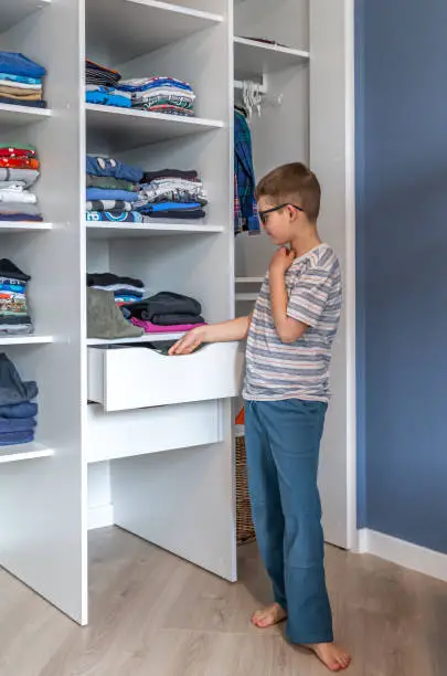 Custom closet systems for children’s safety with low rods