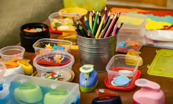 Custom closet systems for arts and crafts materials.