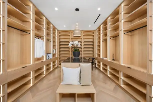 Luxury walk-in closets for custom closet systems in bedroom